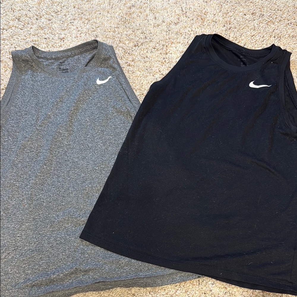 Nike Black and Gray Athletic Tank Tops